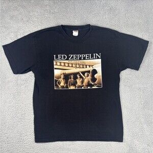 Led Zeppelin Adult Shirt Size Large Black Tour Airplane Robert Plant Jimmy Page